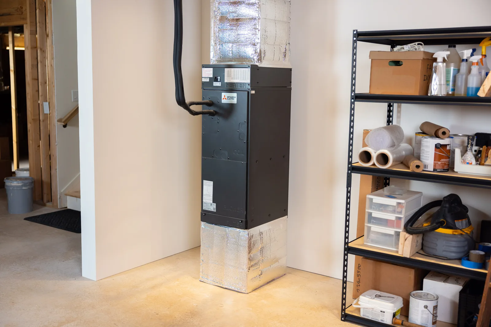 Air handler installed in a home utility space